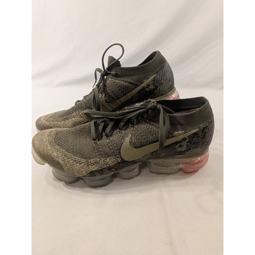 Nike Air Vapormax Flyknit Men Size 12 Digital Cano Khaki Green Black Shoes